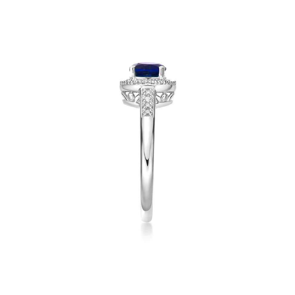 Lab Created Sapphire &amp; 1/8 ct. tw. Diamond Ring in Sterling Silver – Image 3 of 3