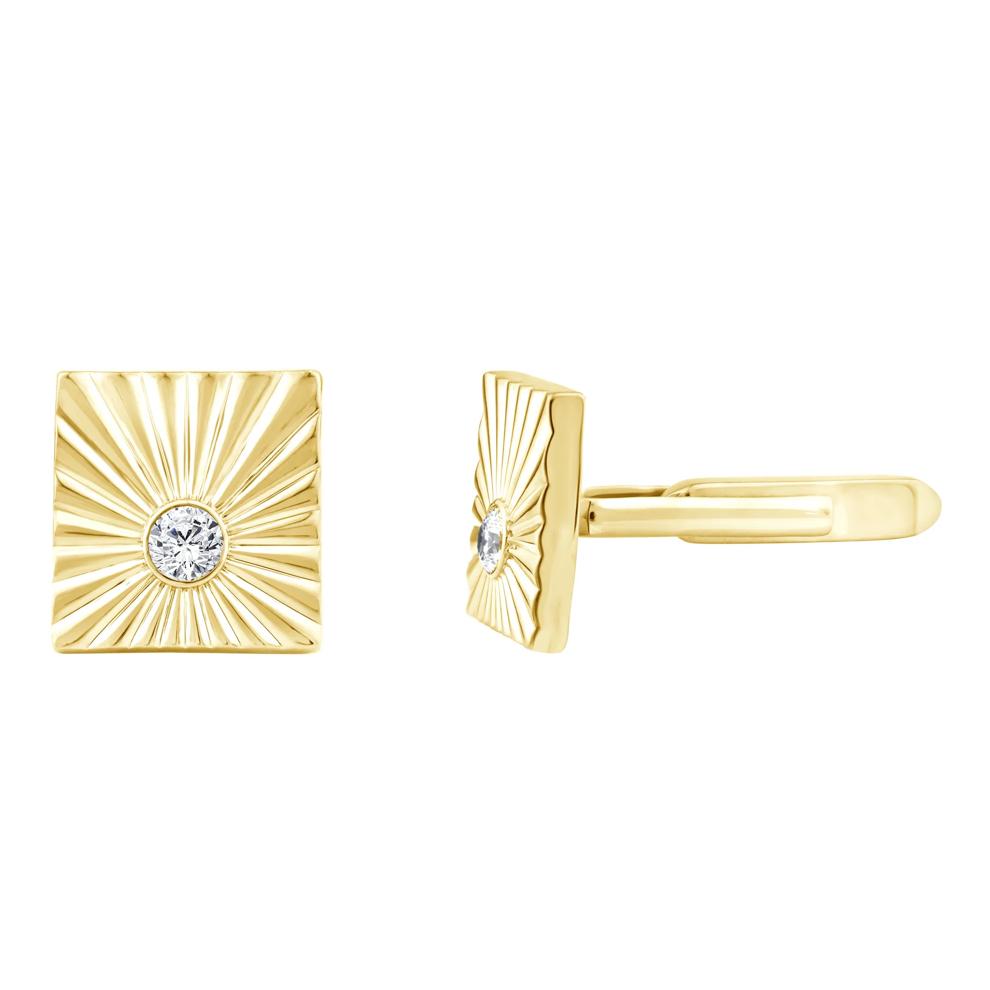 Men's Lab Grown Diamond Square Diamond-Cut Cufflinks in Vermeil (1/2 ct. tw.) – Image 2 of 2