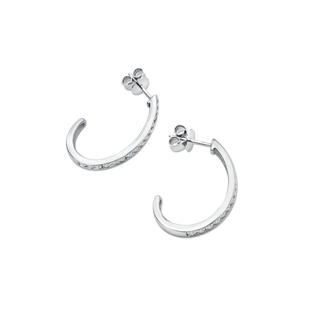 Diamond J-Hoop Earrings in 10K White Gold (1 ct. tw.) – Image 2 of 2