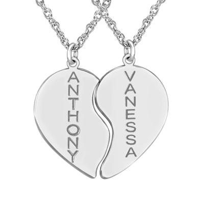 Personalized Heart Couples Pendant in Sterling Silver