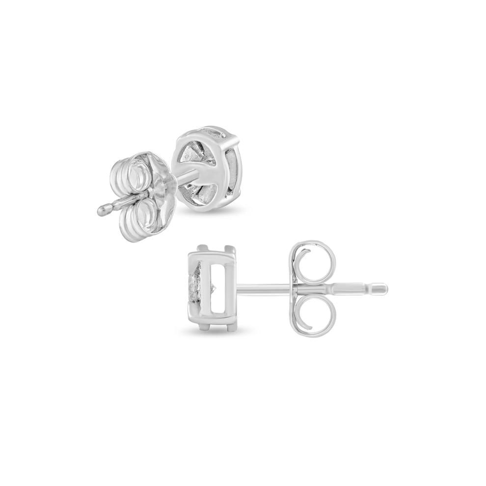 Diamond Oval Illusion Plate Stud Earrings in 10K White Gold (1/8 ct. tw.) – Image 2 of 2