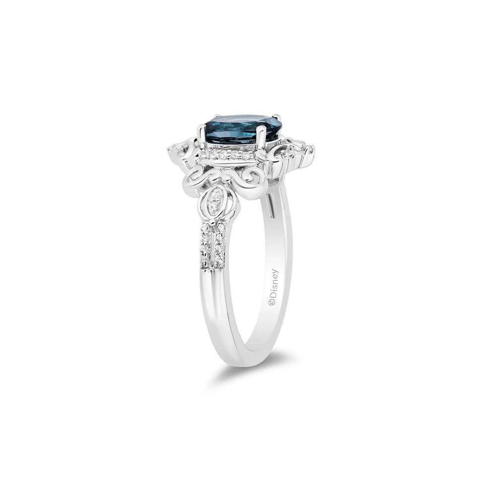 Diamond &amp; London Blue Topaz "Cinderella" Scroll Ring in Sterling Silver (1/10 ct. tw.) – Image 3 of 4