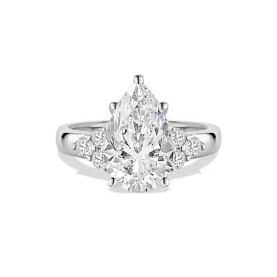 Lab Grown Diamond Pear-Shaped Center Engagement Ring in 14K White Gold (3 3/8 ct. tw.)