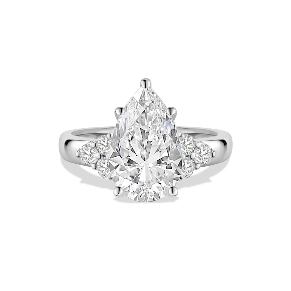 Lab Grown Diamond Pear-Shaped Center Engagement Ring in 14K White Gold (3 3/8 ct. tw.) – Image 1 of 4