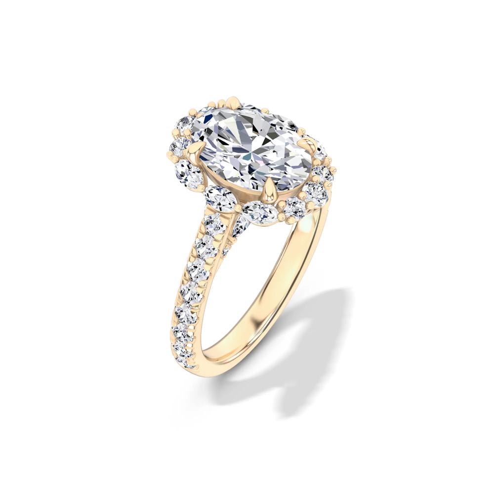 Lab Grown Diamond Oval Halo Engagement Ring in 14K Yellow Gold (3 ct. tw.) – Image 4 of 4