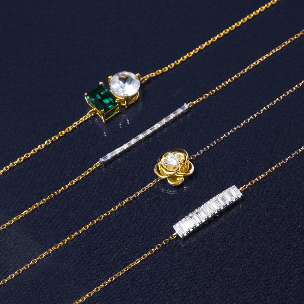 Lab-Created Emerald and Lab-Created White Sapphire Toi et Moi Two-Stone Bracelet in Vermeil – Image 3 of 3