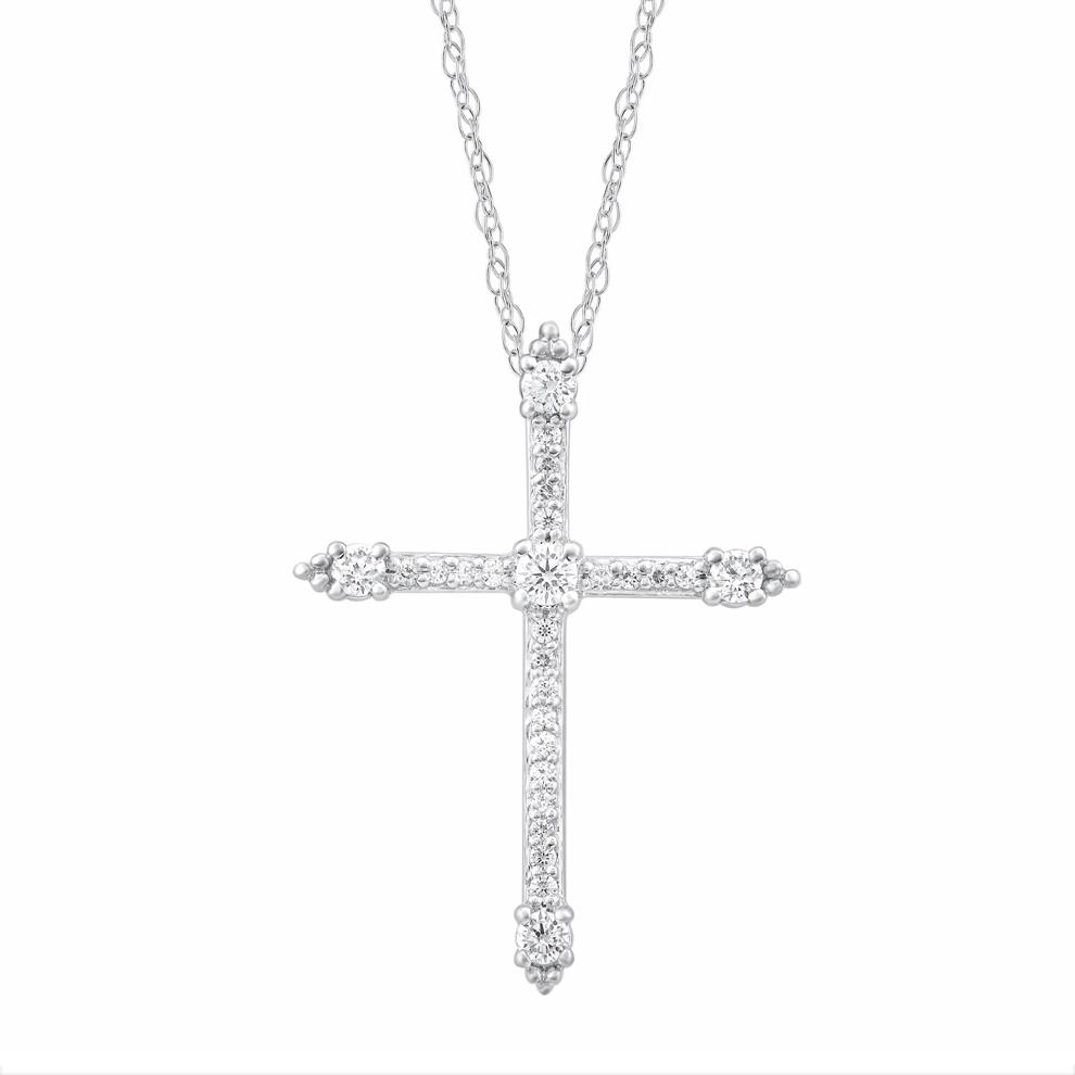 Diamond Cross Pendant in 14K White Gold (1/4 ct. tw.) – Image 1 of 3