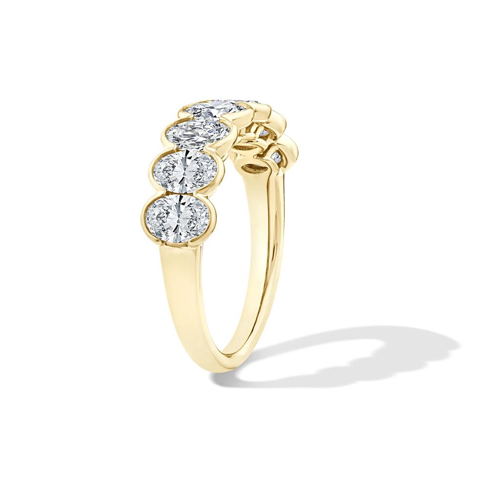 Lab Grown Diamond Oval Seven-Stone Half-Bezel Band in 14K Yellow Gold (2 ct. tw.) – Image 3 of 4