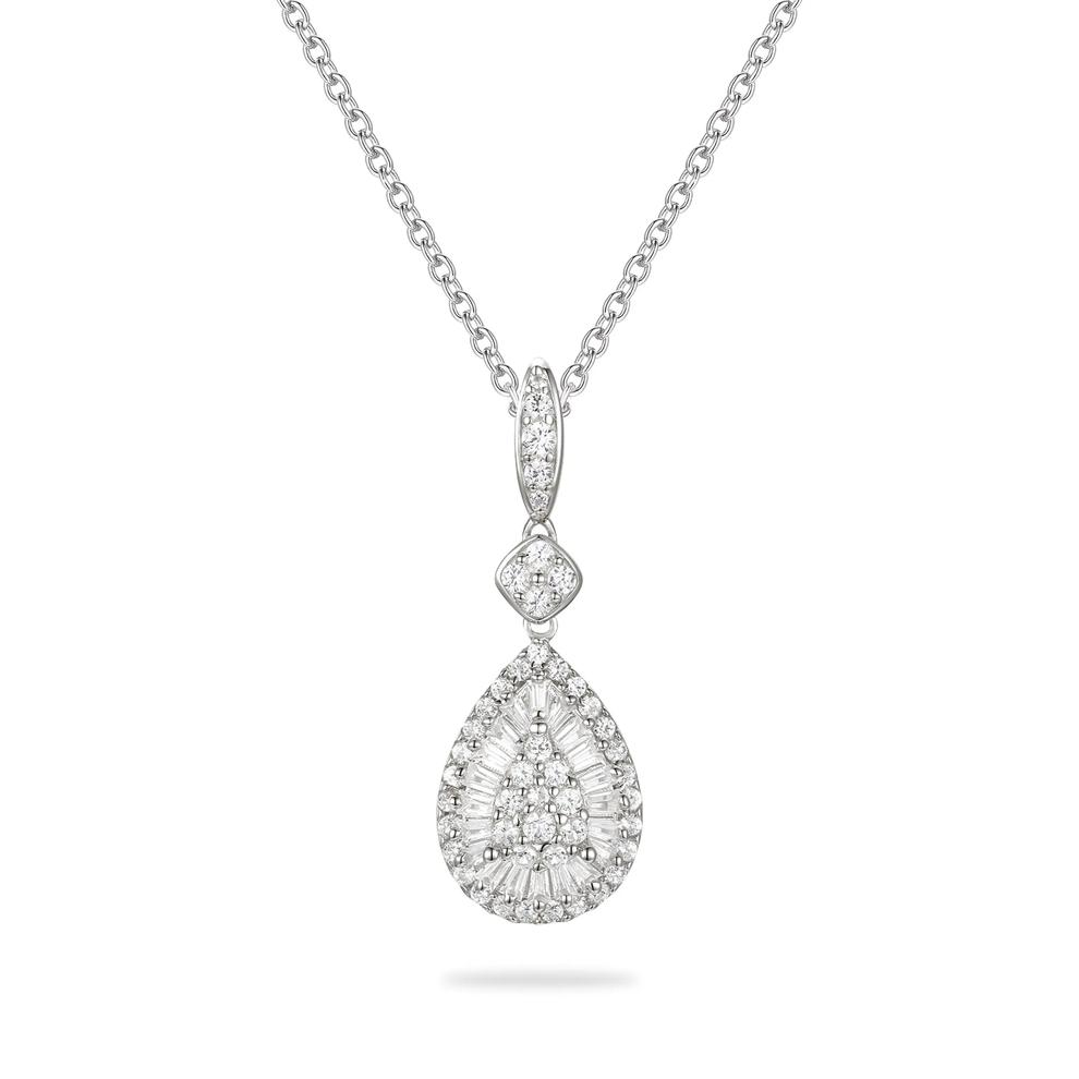 Diamond Drop Pendant Necklace in Sterling Silver (1/2 ct. tw.) – Image 1 of 4