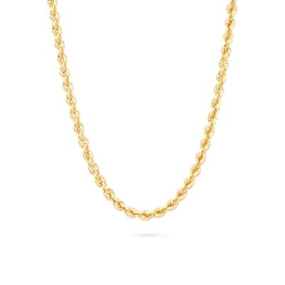 Heavy Hollow Glitter Rope Chain Necklace in 10K Yellow Gold, 24"