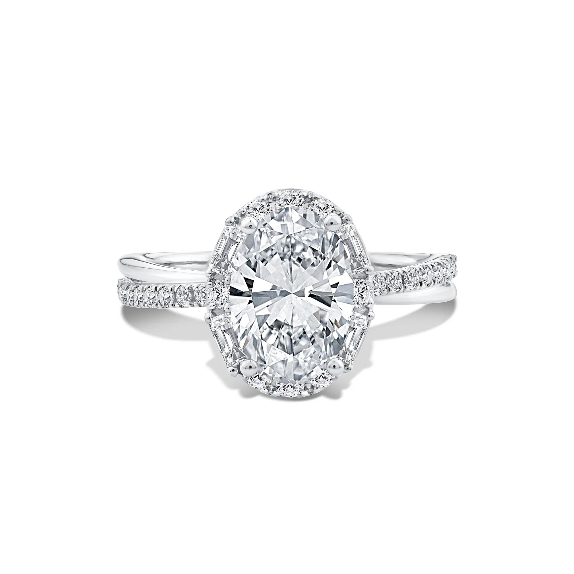 Lab Grown Diamond Oval Halo Engagement Ring in 14K Gold