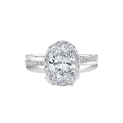 Lab Grown Diamond Oval Halo Engagement Ring in 14K White Gold (2 1/2 ct. tw.)