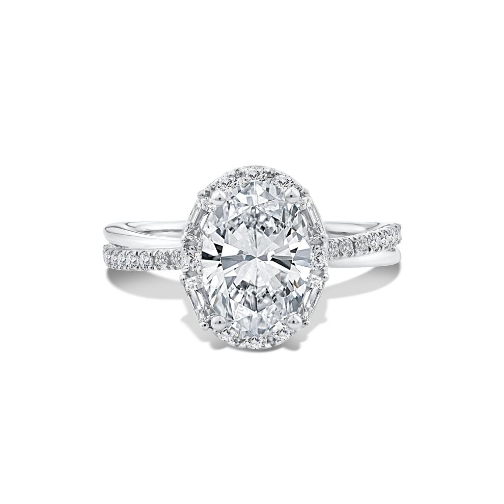 Lab Grown Diamond Oval Halo Engagement Ring in 14K White Gold (2 1/2 ct. tw.) – Image 1 of 4