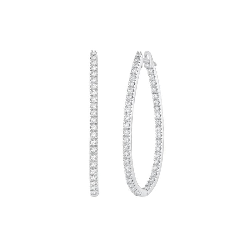 Diamond Hoop Earrings in 14K White Gold &#40;1 ct. tw.&#41; – Image 1 of 1