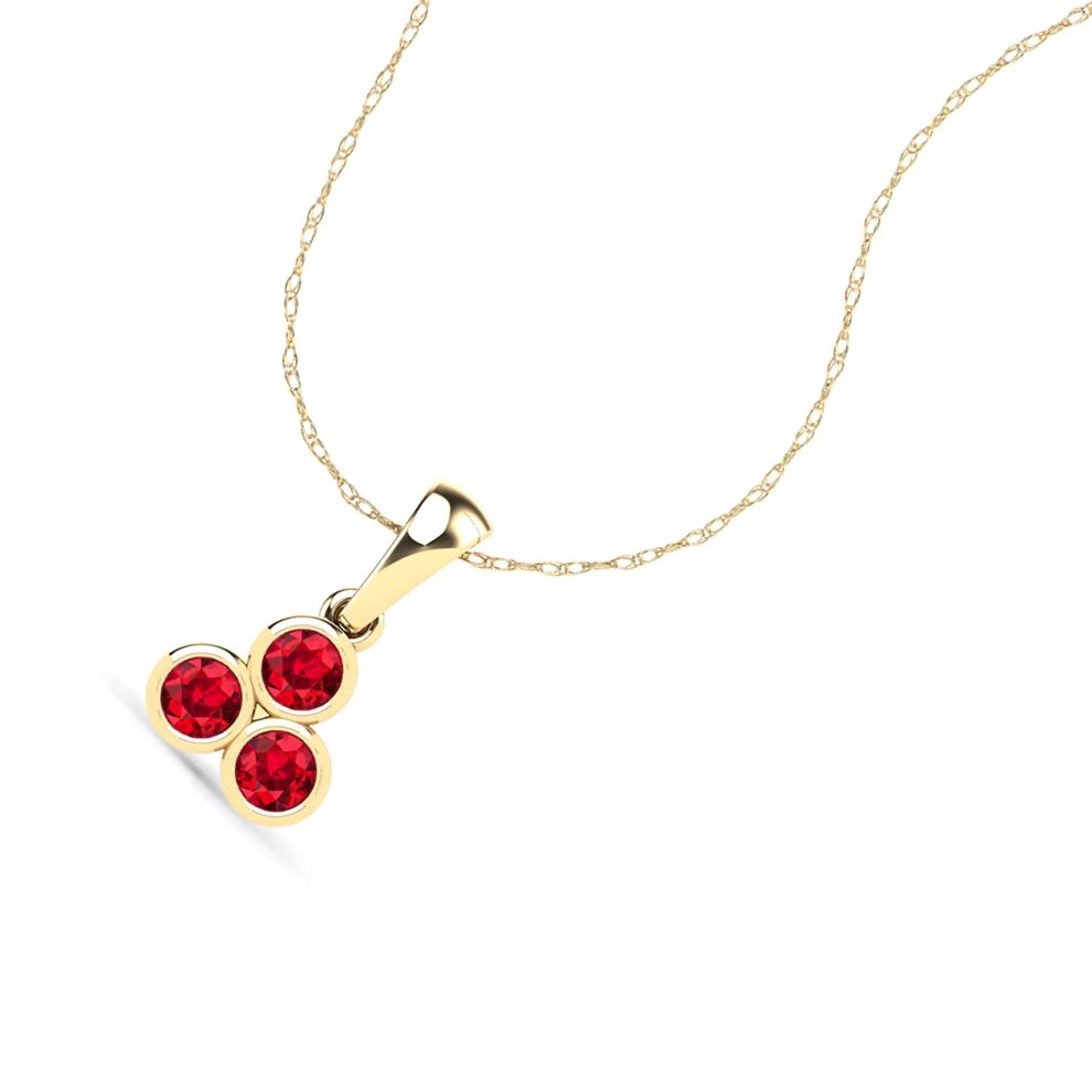 Ruby Three-Stone Pendant Necklace in 14K Yellow Gold – Image 4 of 4