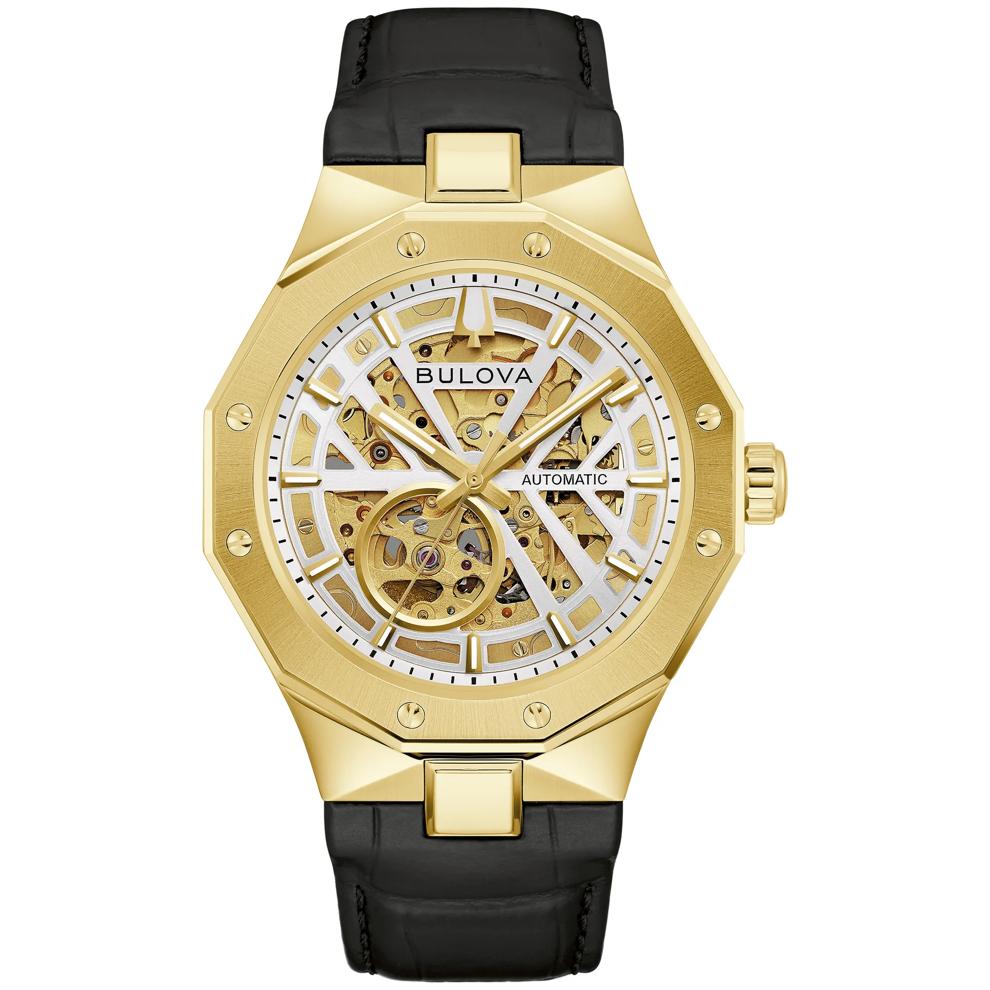 Men's Prestige Skeleton Watch in Black Leather – Image 1 of 3