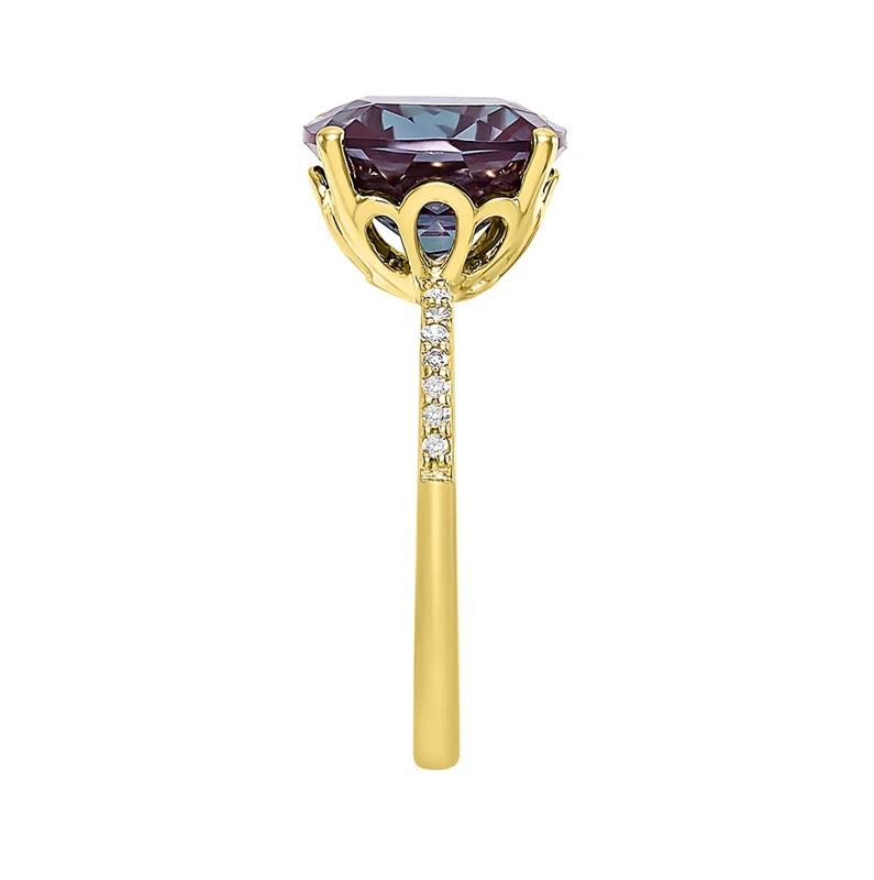 Cushion-Cut Lab Created Alexandrite Ring in 10K Yellow Gold – Image 3 of 3