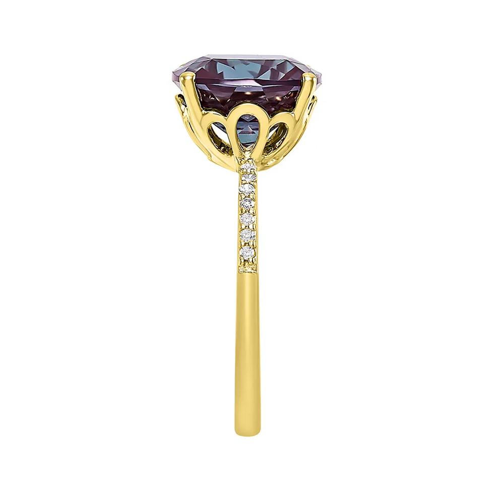 Cushion-Cut Lab Created Alexandrite Ring in 10K Yellow Gold – Image 3 of 3