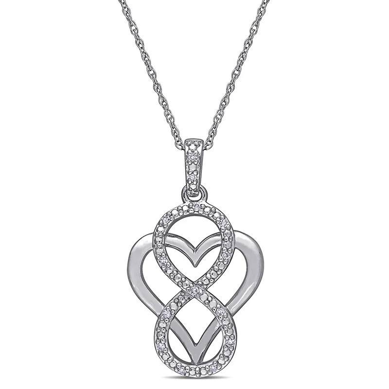 Diamond Infinity Heart Pendant in Sterling Silver – Image 1 of 3