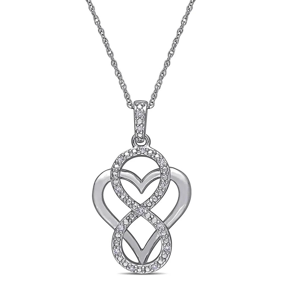Diamond Infinity Heart Pendant in Sterling Silver – Image 1 of 3