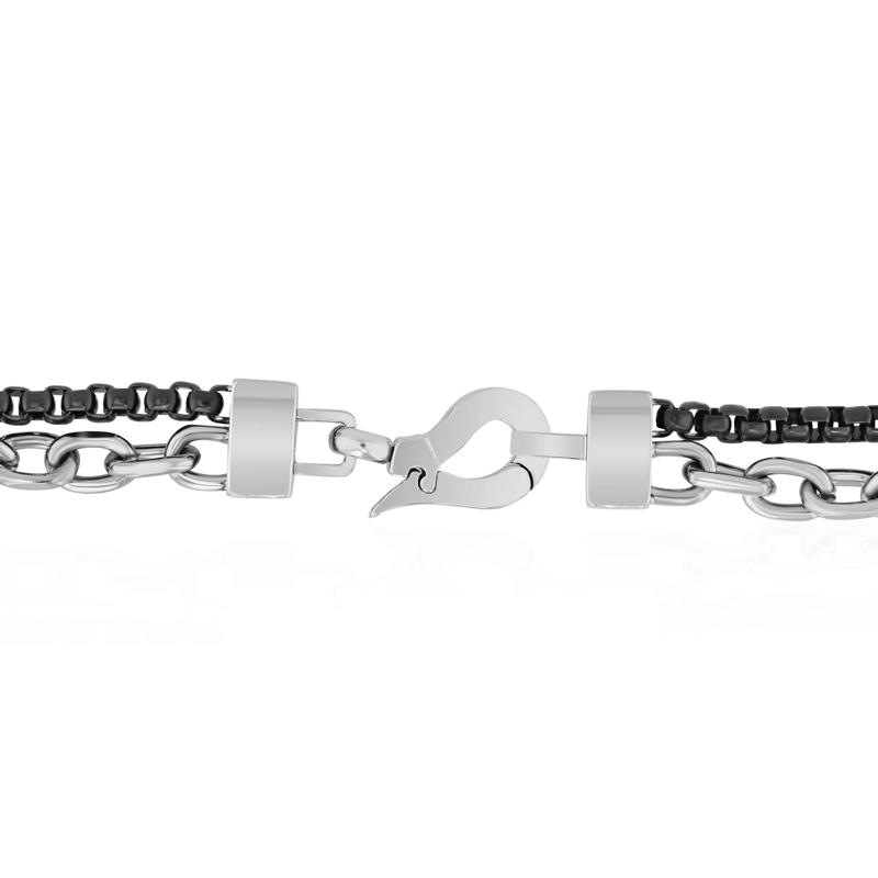 Men&#39;s Black &amp; White Duo Box and Rolo Chain in Stainless Steel – Image 3 of 5
