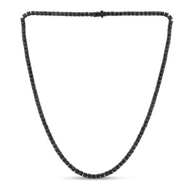 Men's Black Diamond Tennis Necklace is Sterling Silver (3 1/2 ct .tw.)