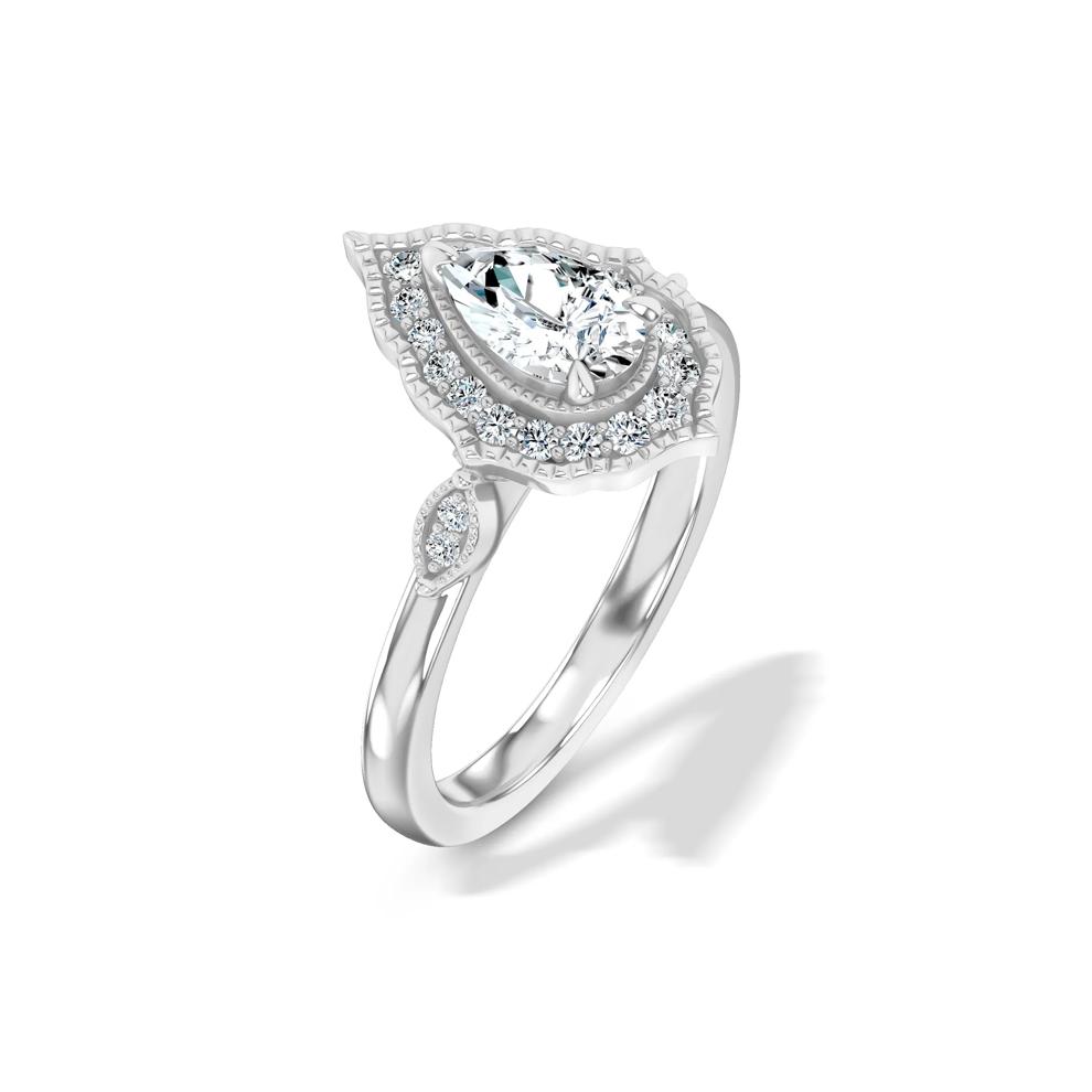 Diamond Pear-Shaped Center Halo Engagement Ring in 14K White Gold (3/4 ct. tw.) – Image 4 of 4
