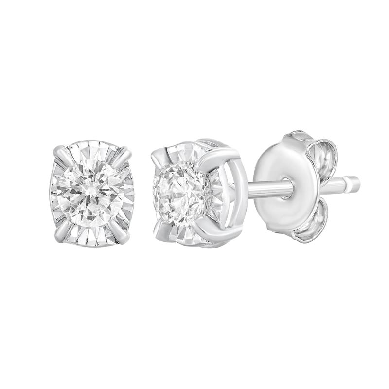 Oval Diamond Stud Earrings in 10K White Gold &#40;1/4 ct. tw.&#41; – Image 1 of 2