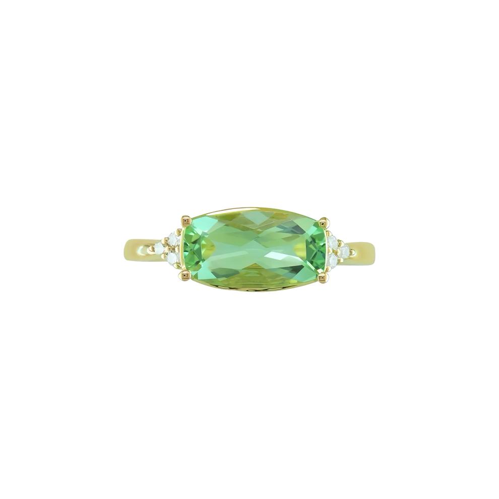 Green Quartz and Diamond Accent Ring in 10K Yellow Gold – Image 1 of 3