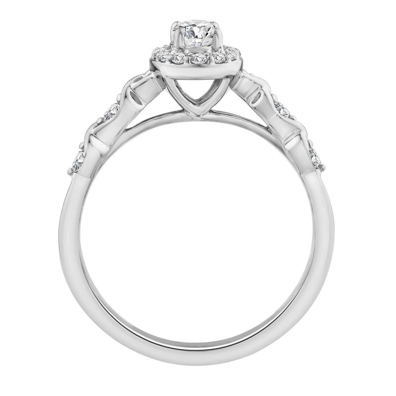 Lab Grown Diamond Oval Halo Promise Ring in 10K White Gold &#40;1/2 ct. tw.&#41; – Image 2 of 3