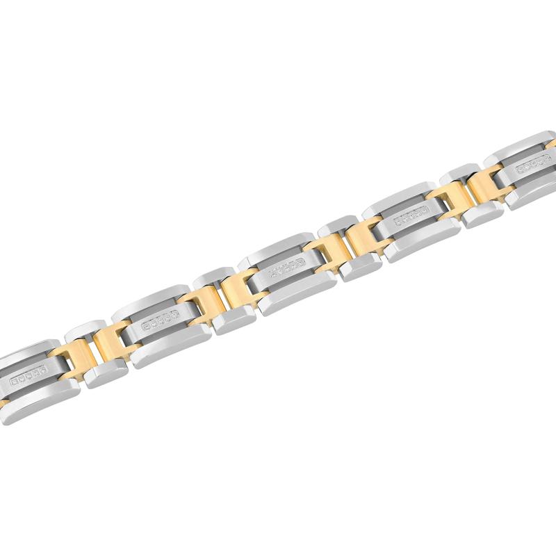 Men&#39;s Diamond Bracelet in Two-Tone Ion-Plated Stainless Steel &#40;1/7 ct. tw.&#41; – Image 2 of 3