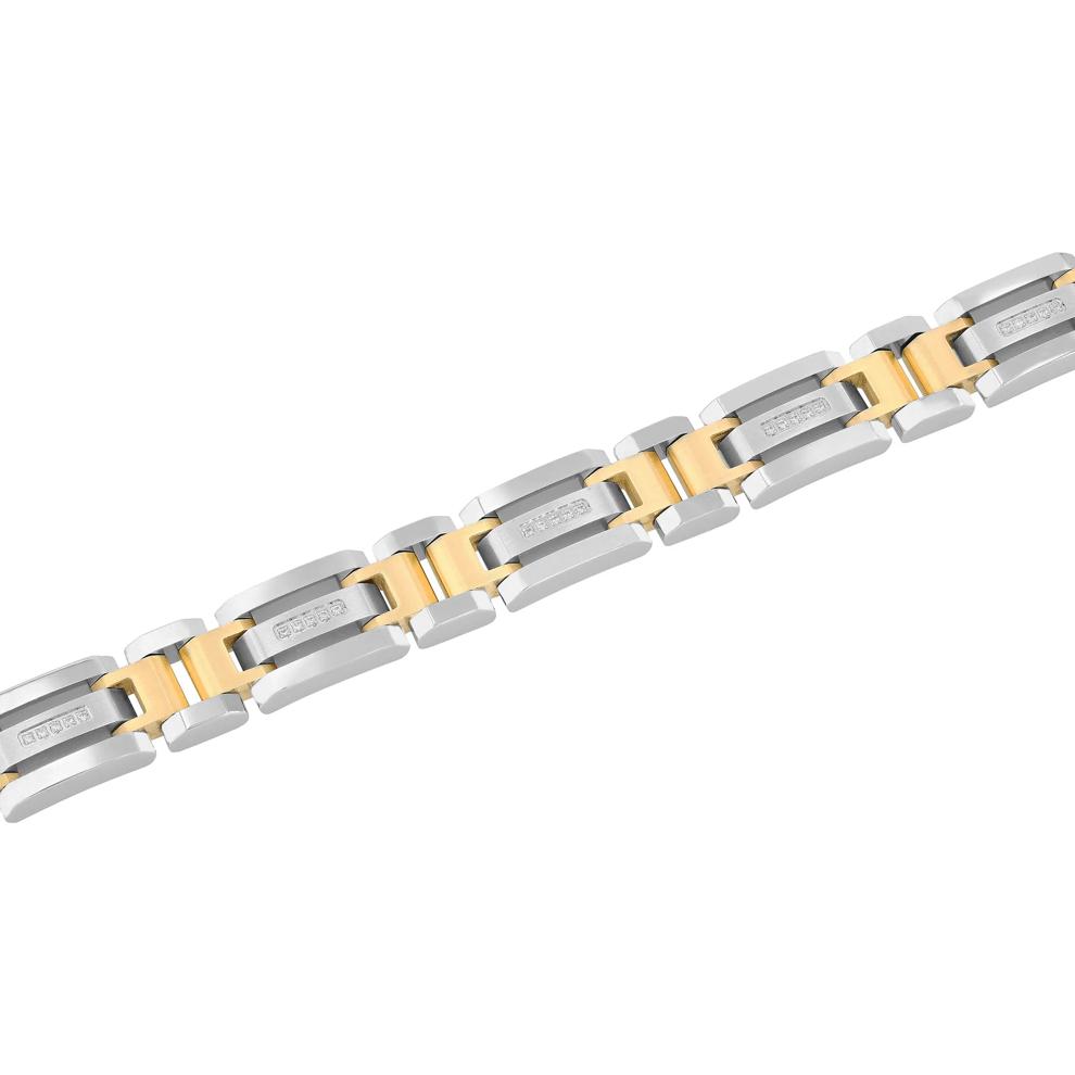 Men's Diamond Bracelet in Two-Tone Ion-Plated Stainless Steel (1/7 ct. tw.) – Image 2 of 3