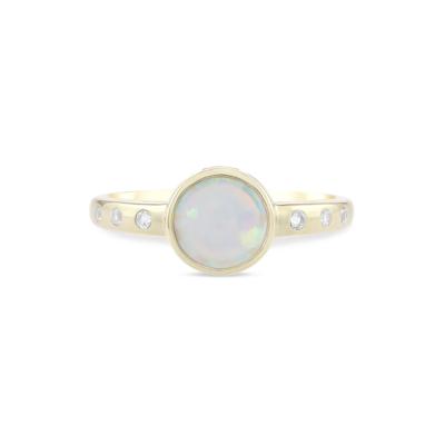 Lab-Created Opal & Lab-Created White Sapphire Ring in 10K Yellow Gold