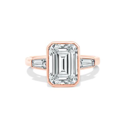 Lab Grown Diamond Emerald & Baguette Engagement Ring in 14K Rose Gold (4 1/4 ct. tw.)