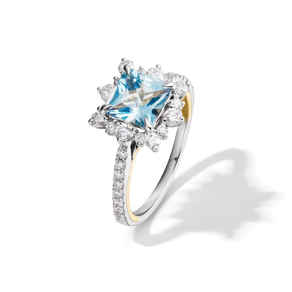 Kate Aquamarine &amp; Diamond Engagement Ring in 14K White Gold (3/4 ct. tw.) – Image 4 of 4
