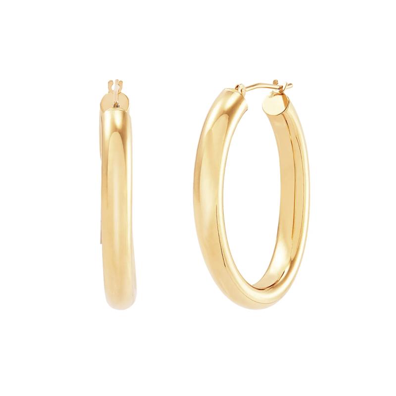 Oval Polished Hoop Earrings in 14K Yellow Gold – Image 1 of 1