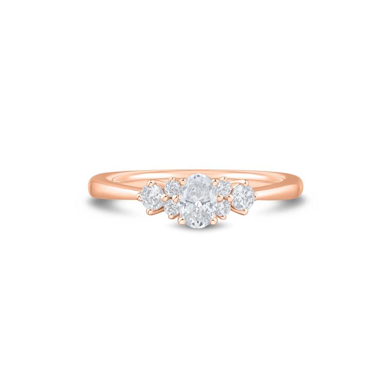 Lab Grown Diamond Oval Cluster Promise Ring in 10K Rose Gold &#40;1/2 ct. tw.&#41;  – Image 1 of 3