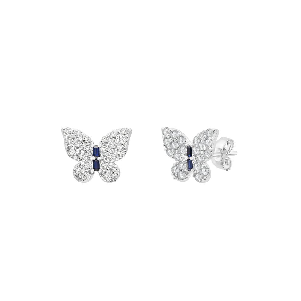 Lab-Created Blue and White Sapphire Butterfly Pendant and Stud Earring Box Set in Sterling Silver – Image 6 of 6