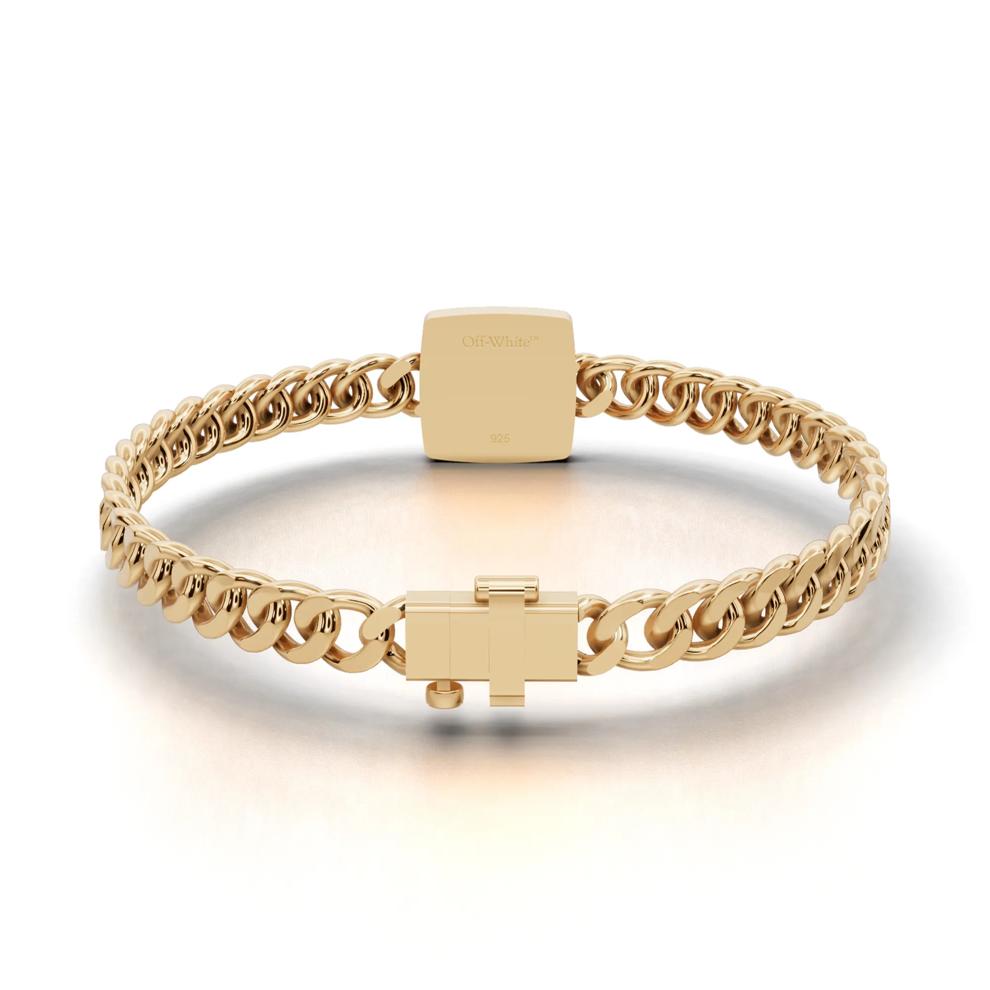 Men's Arrow Design Malachite Curb Chain Bracelet in 18K Gold Vermeil, 8" – Image 2 of 2