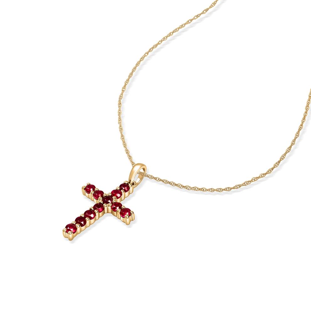Ruby Cross Pendant  in 10K Yellow Gold – Image 4 of 4