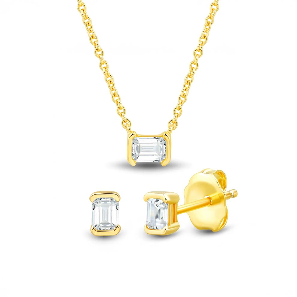 Lab Grown Diamond Emerald-Cut Earring and Pendant Boxed Set in Vermeil (1/2 ct. tw.) – Image 1 of 8