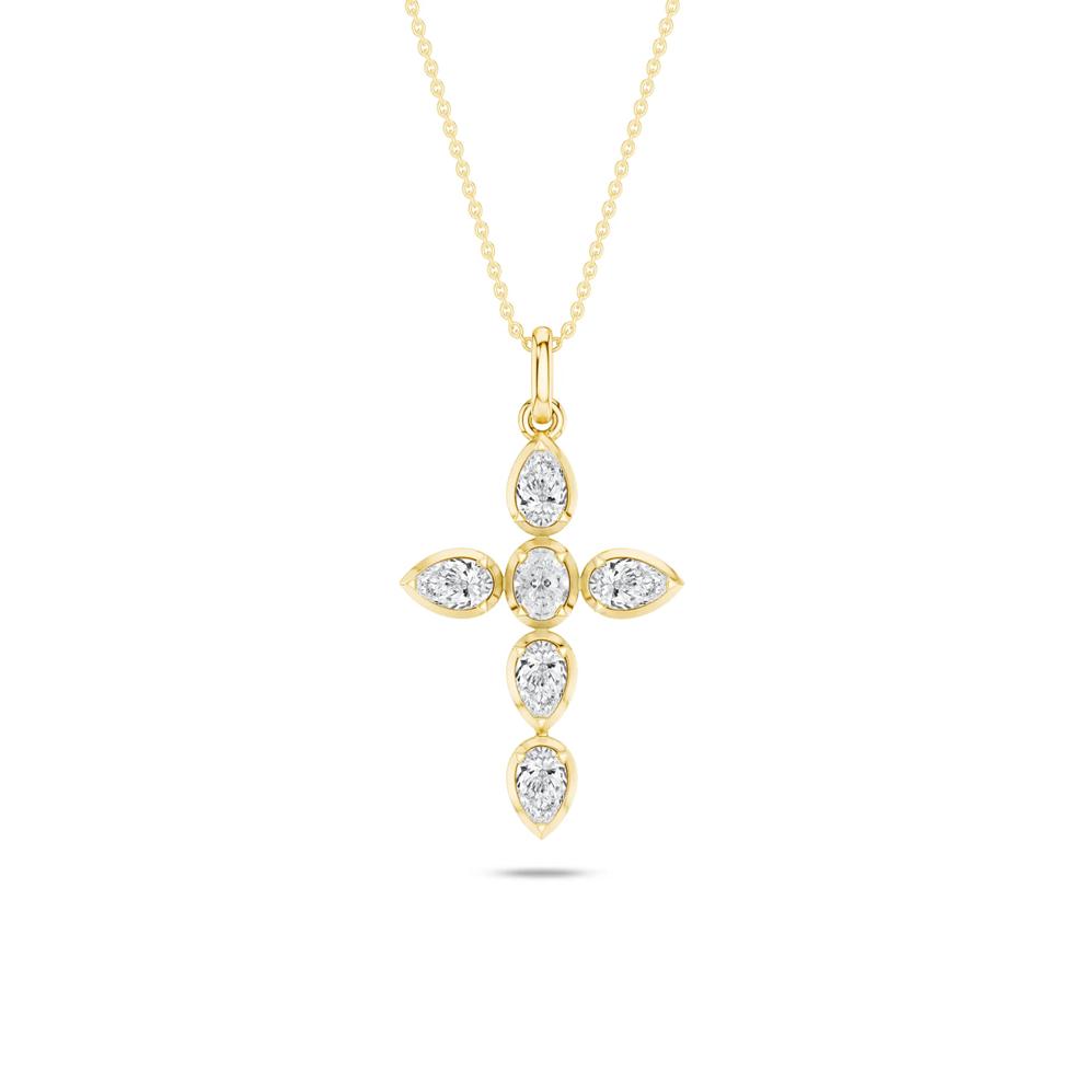 Lab Grown Diamond Cross Pendant Necklace in 14K Yellow Gold (1/2 ct. tw.) – Image 1 of 6