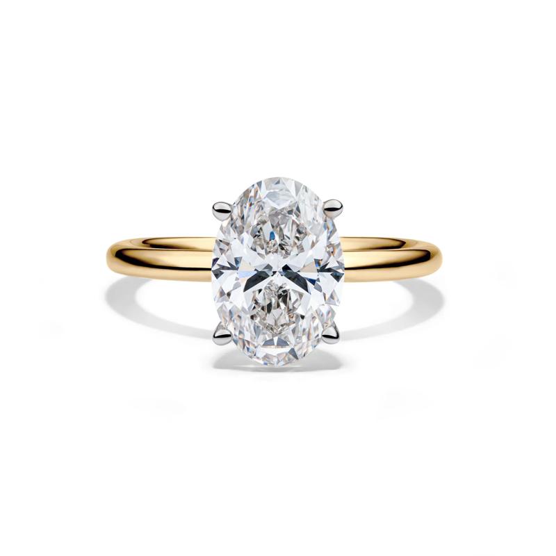 Lab Grown Diamond Oval Solitaire in 14K Yellow and White Gold &#40;3 ct.&#41; – Image 1 of 4
