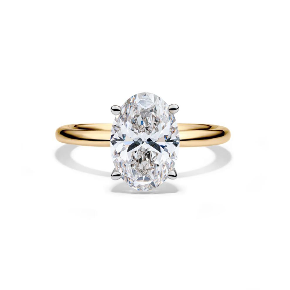 Lab Grown Diamond Oval Solitaire in 14K Yellow and White Gold (3 ct.) – Image 1 of 4
