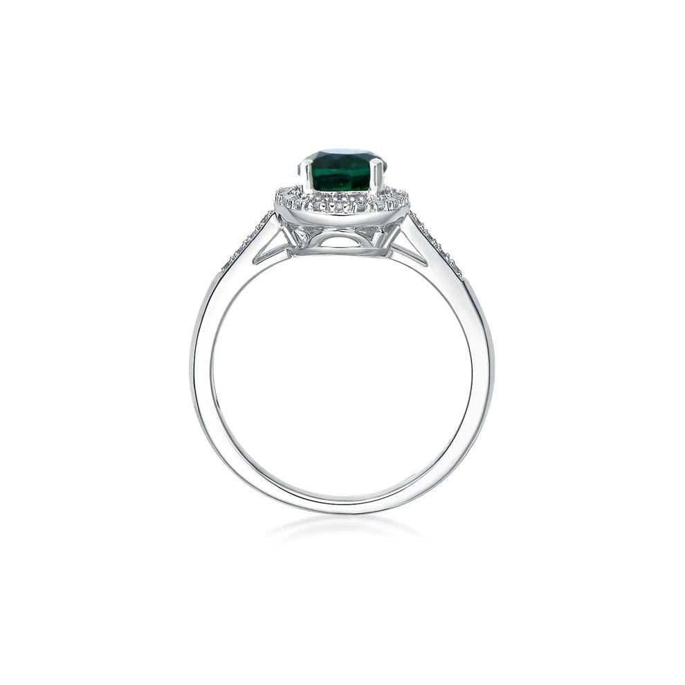 Lab Created Emerald &amp; 1/8 ct. tw. Diamond Ring in Sterling Silver – Image 2 of 3