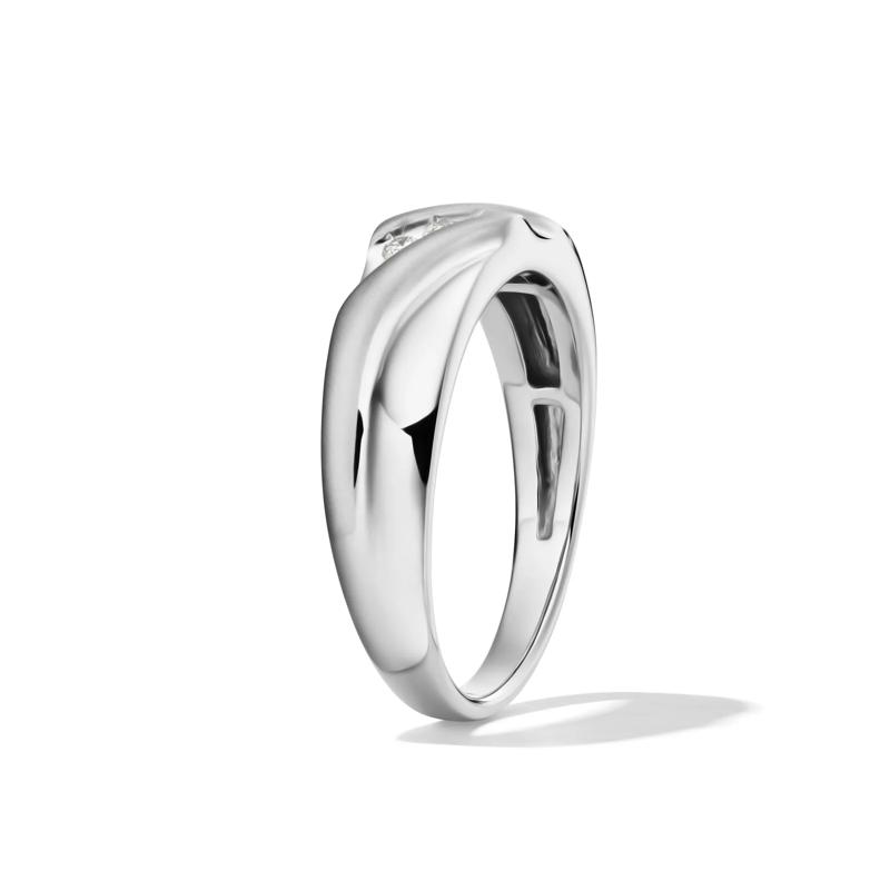 Men&rsquo;s Wedding Band with Three Diamonds in 10K White Gold &#40;1/10 ct. tw.&#41; – Image 3 of 4