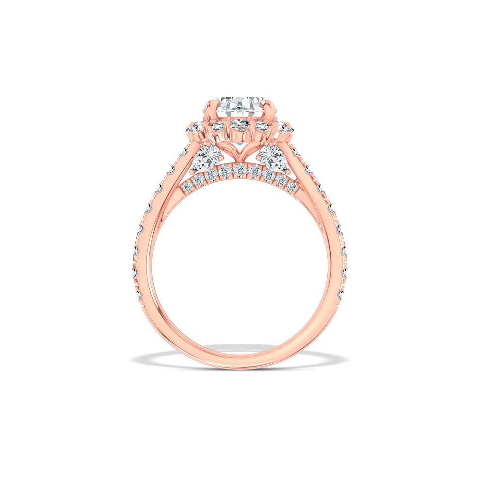 Lab Grown Diamond Oval Halo Engagement Ring in 14K Rose Gold (3 ct. tw.) – Image 2 of 4