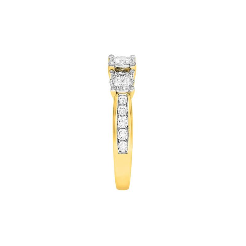 1/2 ct. tw. Diamond Three-Stone Engagement Ring in 10K Yellow Gold – Image 3 of 4
