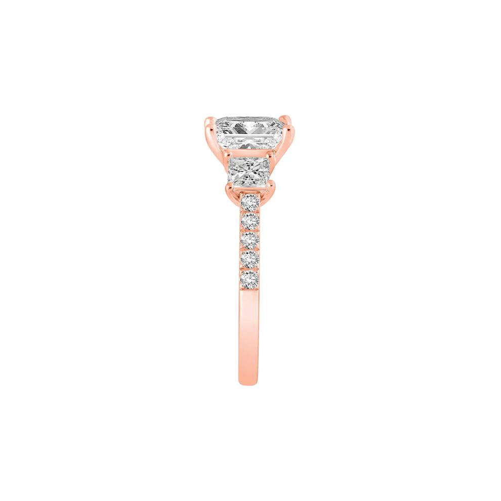 Lab Grown Diamond Princess-Cut Three-Stone Engagement Ring in 14K Rose Gold (3 ct. tw.) – Image 3 of 4