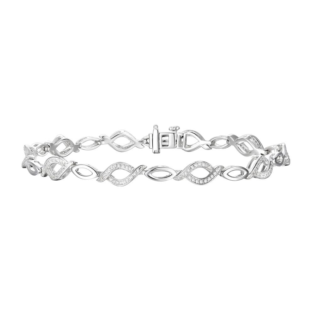 Diamond Marquise-Link Bracelet in Sterling Silver (3/8 ct. tw.) – Image 1 of 1